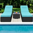 thumbnail image 2 of Seizeen 3 PCS Lounge Chair Set, Outdoor PE Rattan Adjustable Chaise Lounge Sets with Table for Poolside Deck Patio, 2 Set, Blue Cushions, 2 of 8