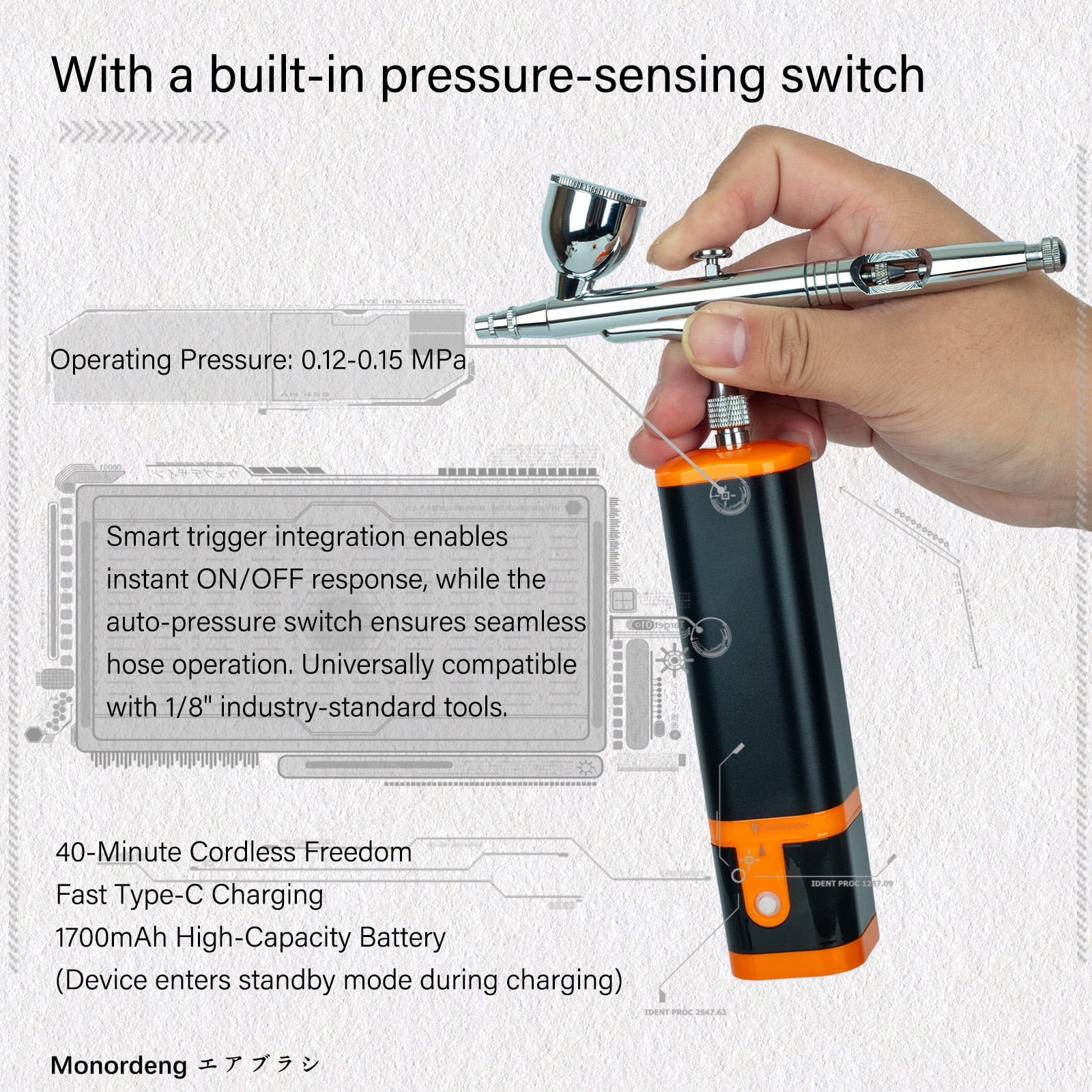 Ribo Dual Action Gravity Feed Airbrush Kit