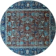 thumbnail image 1 of Ahgly Company Indoor Round Oriental Light Blue Traditional Area Rugs, 8' Round, 1 of 4
