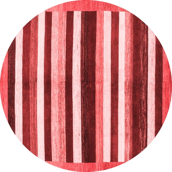 Ahgly Company Machine Washable Indoor Round Abstract Red Modern Area Rugs, 7' Round