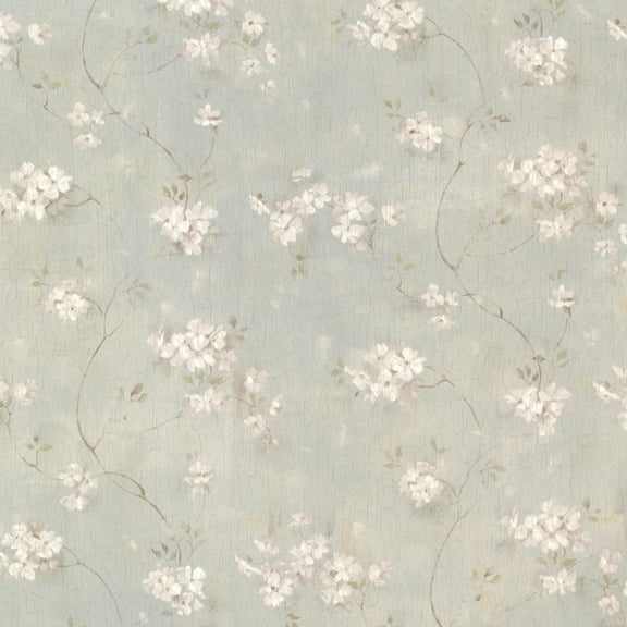Chesapeake Dixie Aqua Floral Trail Prepasted Non Woven Blend Wallpaper, 20.5-in by 33-ft, 56.4 sq. ft.