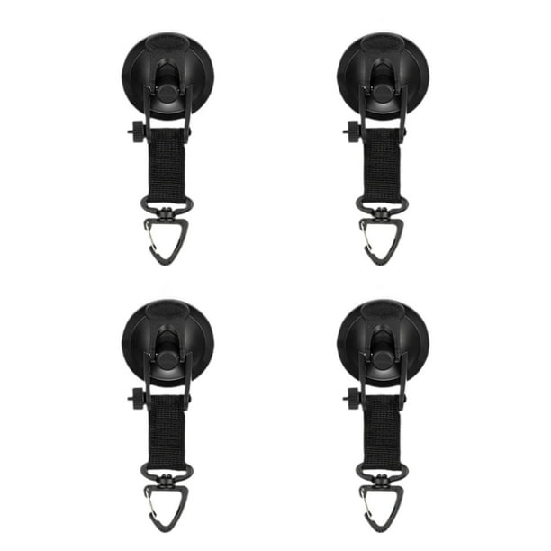 4 ganchos con ventosa y gancho de seguridad, giratorios 360 degree, reutilizables, para colgar en pared, para acampar, para fijar tiendas de campaña al