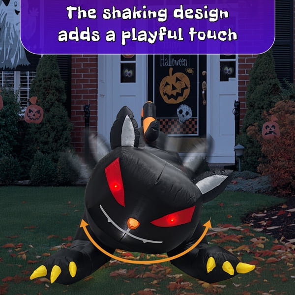 Alvantor 6.5 ft Animated Black Cat Halloween Inflatable with Moving Head and 5 LED Lights