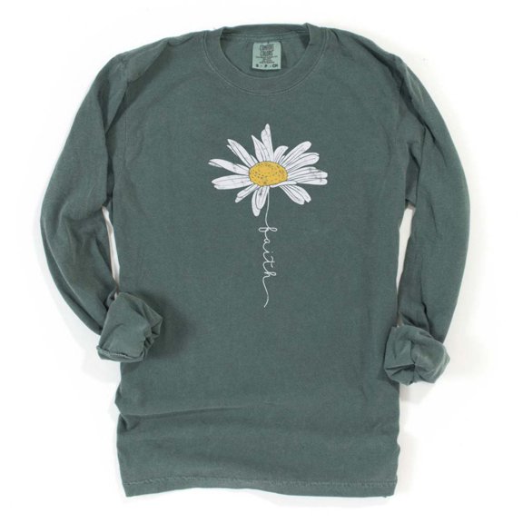 DAISY FLOWER FAITH Graphic Garment dyed T-Shirt