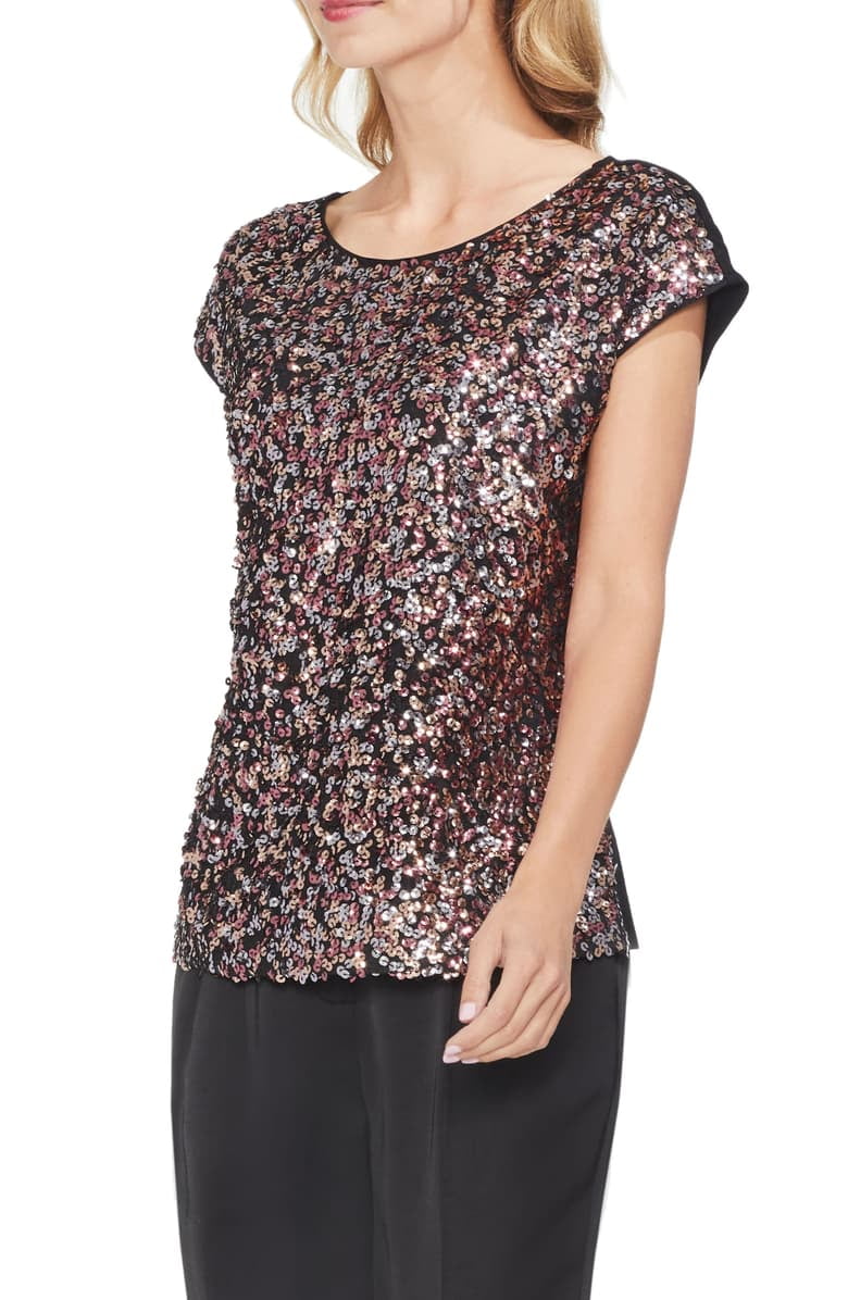 Womens Small Petite Sequin Cap Sleeve 