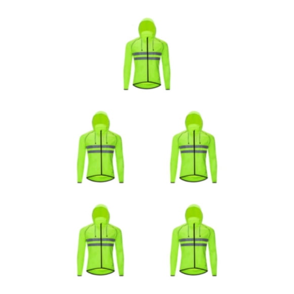 Eigraketly Chaqueta de ciclismo abrigo cortavientos con capucha chaleco reflectante a prueba de viento motocicleta manga larga hombre montar verde Type2 NO2