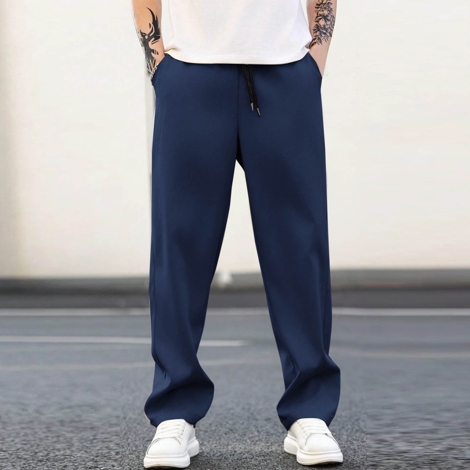 zfhfof Mens Casual Joggers Pants Elastic Waist Straight Leg