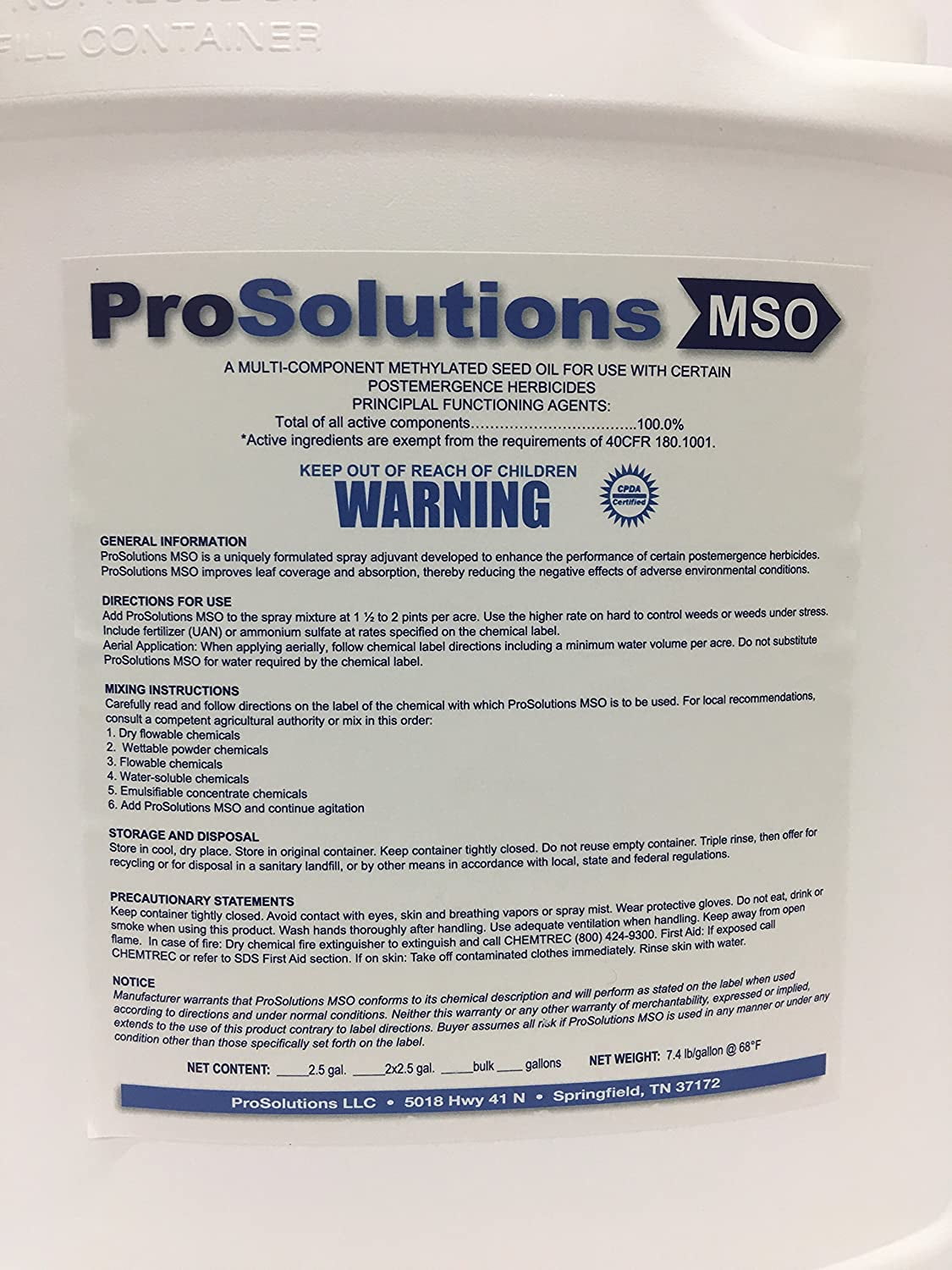 ProSolutions MSO (Methylated Seed Oil) 2.5 Gallon