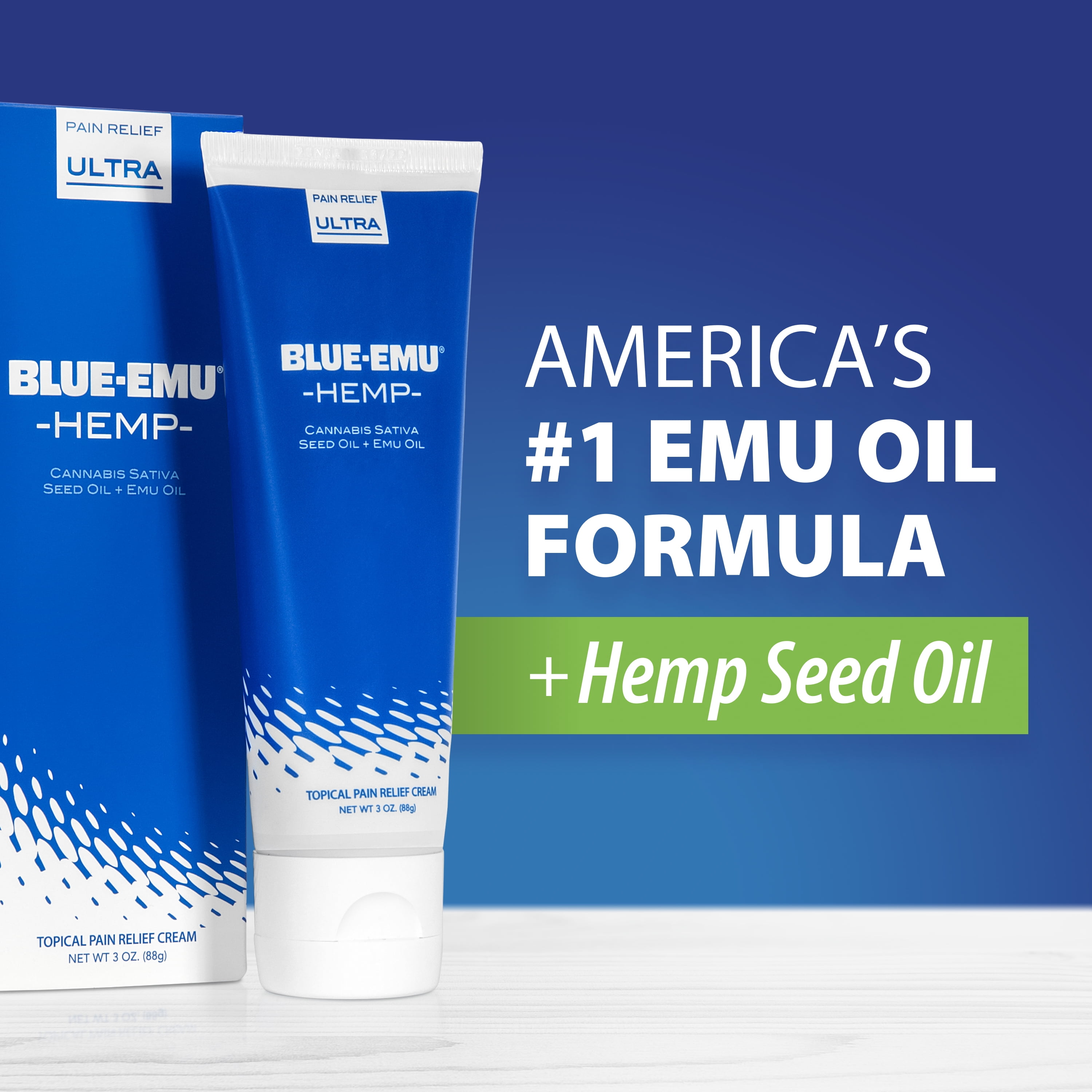 Blue-Emu Ultra Hemp Pain Relief Cream for Arthritis, 10% Trolamine Salicylate, 3 oz