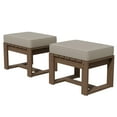 thumbnail image 7 of INTER HUT 2 Pieces Outdoor Patio Wood Ottomans, Outdoor Footrest Furniture with Beige Cushions, 7 of 7