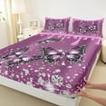 thumbnail image 3 of Manfei Kawaii Butterflies Twin Sheet Sets,Pink Sequin Print Twin Fitted Sheet,Sliver Diamond Flat Sheet For Girls Boys,Ultra Soft Home Decor,3 Pieces, 3 of 7