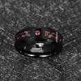 thumbnail image 3 of JQUEEN Men's 8mm Black Tungsten Carbide Rings Red Carbon Fiber with Red Zircon Engagement Rings, 3 of 5