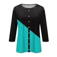 thumbnail image 4 of Fouhkni 3/4 Sleeves Shirts for Women Dressy Casual Button down Blouses Color Block Fall Outwear Coat, 4 of 5