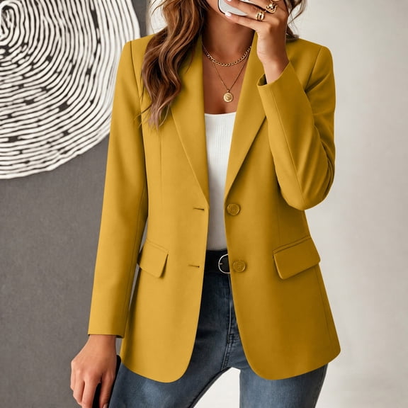 Sentmoon Women's Blazersand Suit Jackets Solid Color Long Sleeve Lapel Button Down Blazer Jacket Business Casual Suit Coat for Office