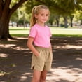 thumbnail image 6 of fatyb Kids Cotton Linen Shorts Boys Girls Elastic Waist Casual Shorts Summer Solid Color Pocket Shorts, 6 of 7