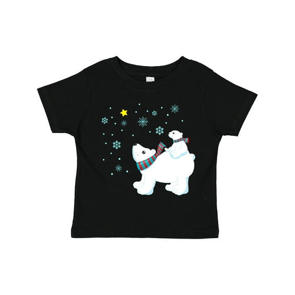 Inktastic Christmas Polar Bear and Cub with a star Boys or Girls Toddler T-Shirt