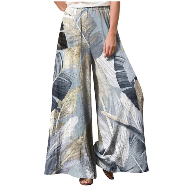 ICHUANYI Clearance Women Fashion Casual Printing Elastic Waist Loose Full Length Pants ICHUANYI "ICHUANYI"