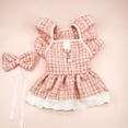 thumbnail image 6 of vnanda Cute Pet Dress Stylish Elegant Pet Dress with Traction Ring Flying Sleeves Bow Headpiece Faux Pearl Pendant Decor Cat Dog Princess Dress Pet Supplies, 6 of 8