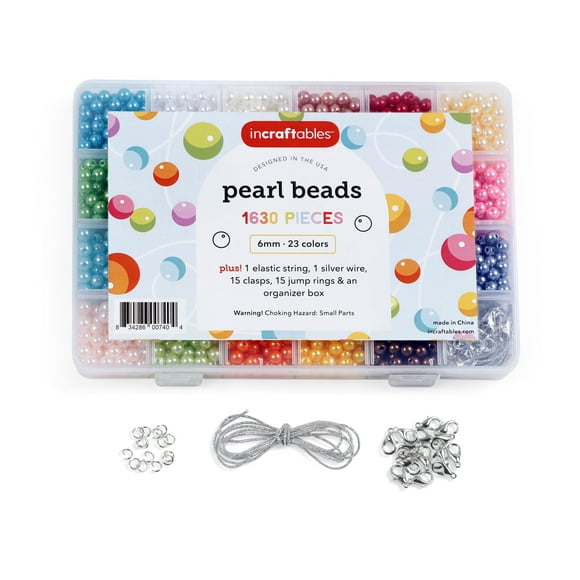 Incraftables Pearl Beads for Jewelry Making 1700pcs (24 Multicolor). 6mm Round Beads for Bracelets
