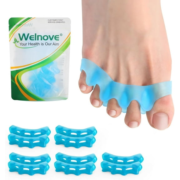 Welnove Toe Separators for Women, Toe Spacers, Toe Straightener for Women Men -Bunion Corrector Toe Stretcher for Hammertoe Yoga Practice,Small(5 Pair)