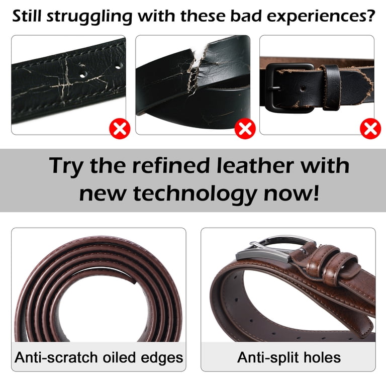 Bocaoying Men's Genuine Leather Belt 3-Pack, Black & Brown photo 3