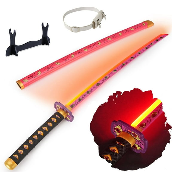LED Light Demon Slayer Sword Kokushibou with Belt and Holder