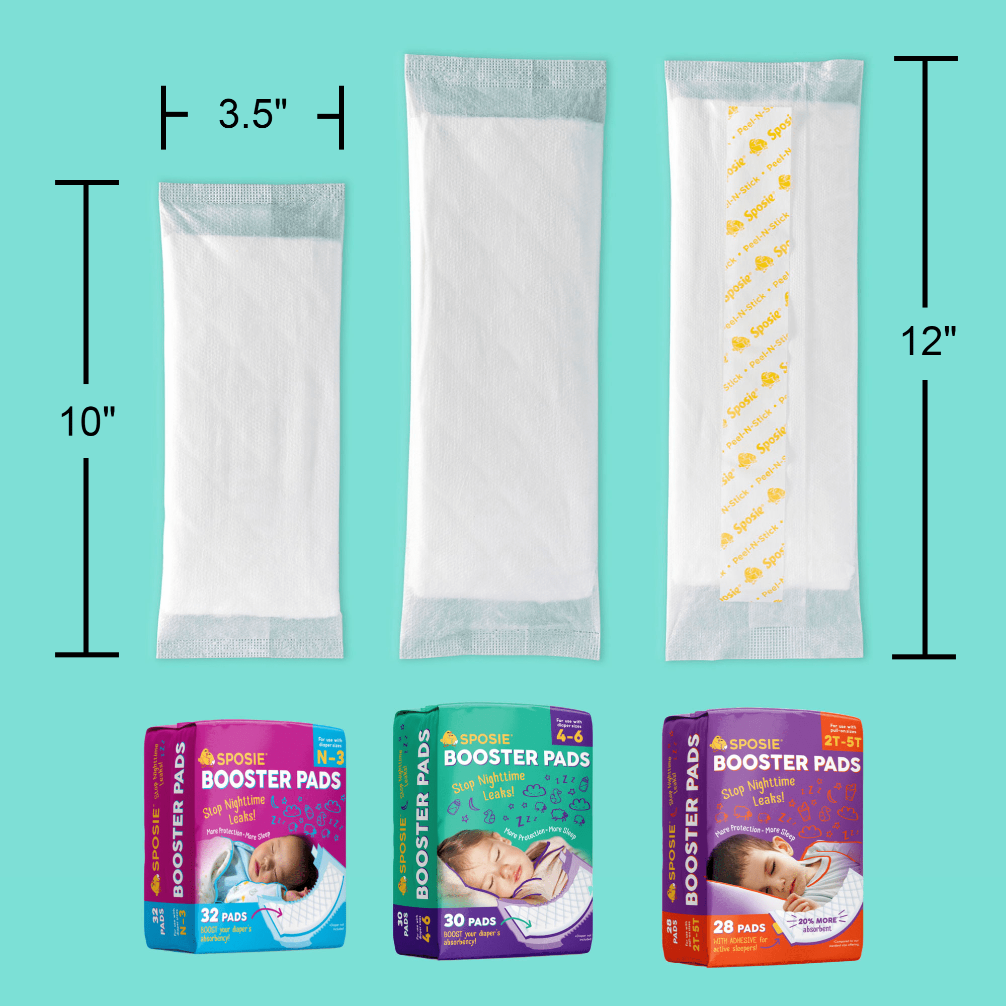 Medline Booster Pads with Adhesive, 192 Count, Baby Diaper Doubler for  Overnight Use to Help Eliminate Leaks