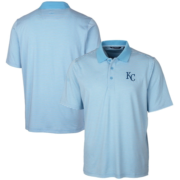 Men's Cutter & Buck Light Blue Kansas City Royals Forge Tonal Stripe Stretch Polo