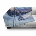 thumbnail image 3 of Winter Soft Flannel Fleece Throw Blanket, Surreal Cold Season Scenery High Mountain Peaks and Snowy Coniferous Pine Trees, Cozy Plush for Indoor and Outdoor Use, 50" x 70", Blue White, by Ambesonne, 3 of 6