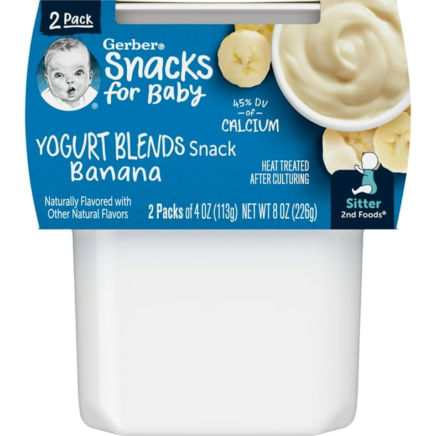 Gerber Yogurt Blends Stage 3 Baby Snacks Banana, 4 oz Tubs (Pack of 2