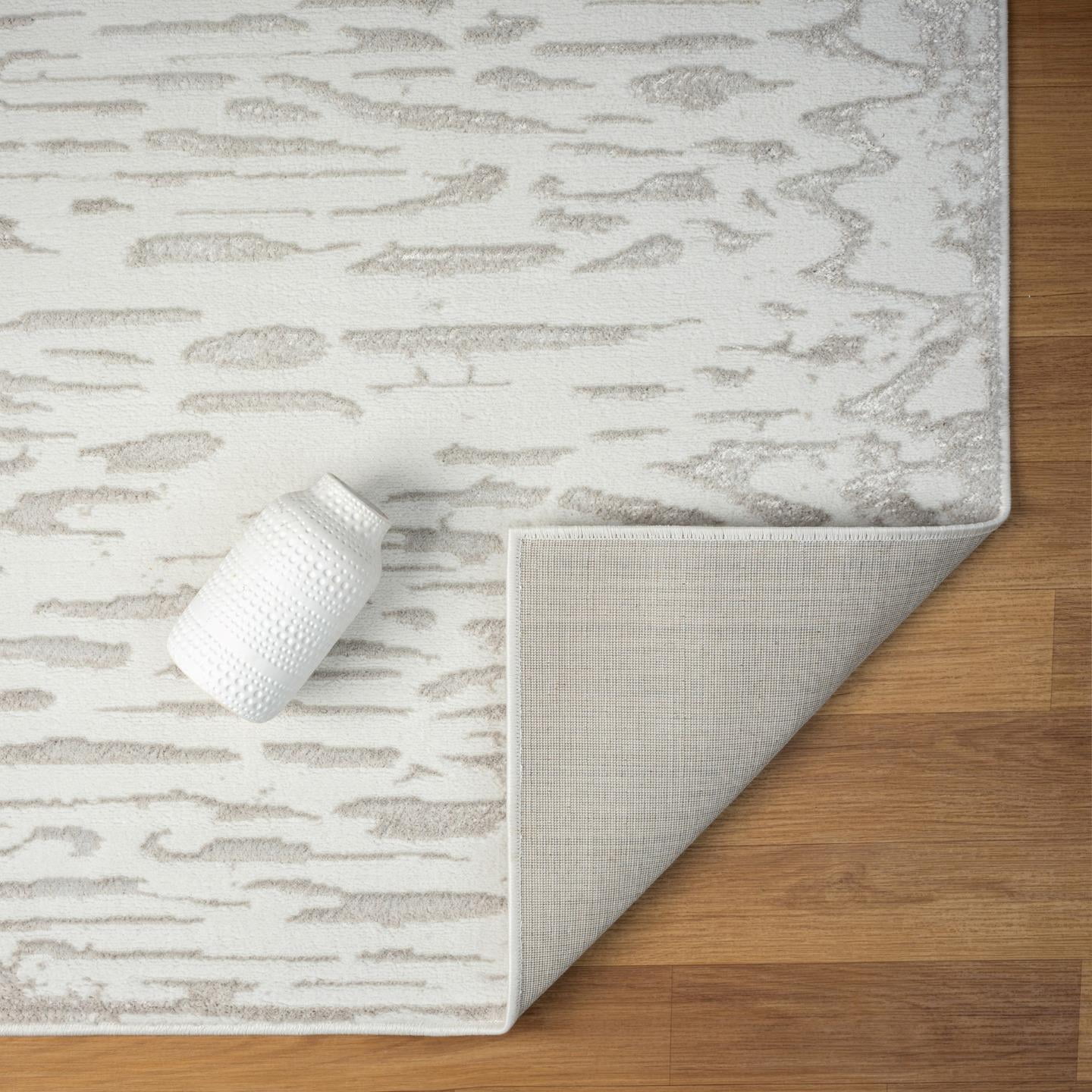 Luxe Weavers Artistic Textured Metallic Cream 5x7 Area Rug, Modern Carpet for Living Room