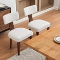 thumbnail image 4 of Set of 2 Modern Dining Chairs - Upholstered Linen Fabric, Curved Backrest, Uniform Hardwood Frame, Stylish Accent Side Chairs for Kitchen or Dining Room - Comfortable Seating - Off Brand, Linen, 4 of 8