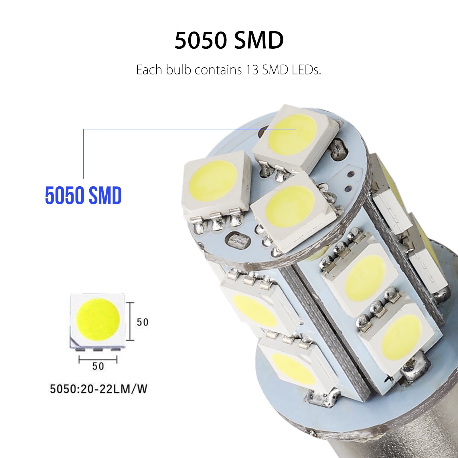 EverBright 20-Pack Extremely Bright White 1156 BA15S 1141 1073 1095 1003 7506 18-SMD 5050 LED Replacement Bulb for Car Interior RV Camper Turn Signal Backup Parking Side Marker Lamp Lights DC 12V 