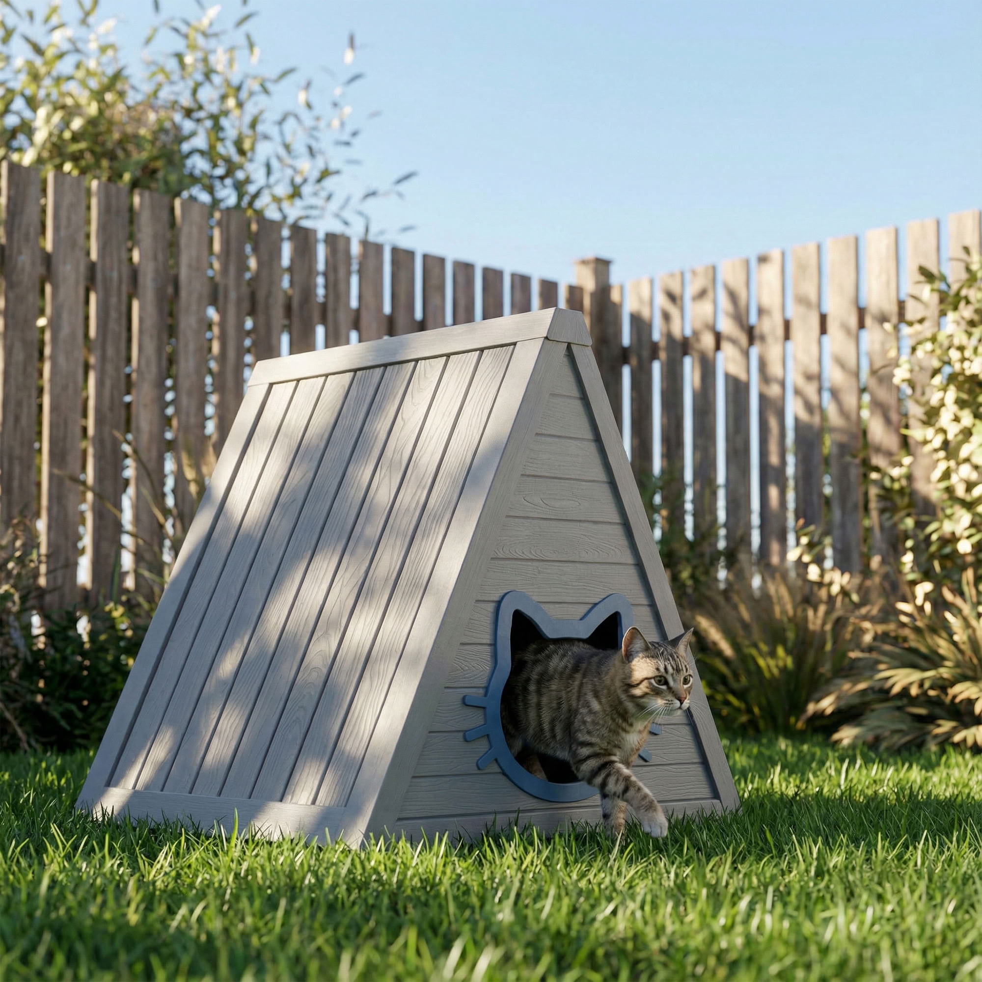 MAYEERTY Triangle Cat House for Indoor & Outdoor, Private Pet Retreat with Cute Cat-Shaped Entry