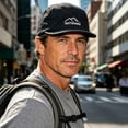 thumbnail image 4 of PRINxy Men's 5-Panel Short Brim Workwear Baseball Cap, Mountain Embroidery Lightweight Sun Hat for Hiking & Outdoor Sports Black, 4 of 7
