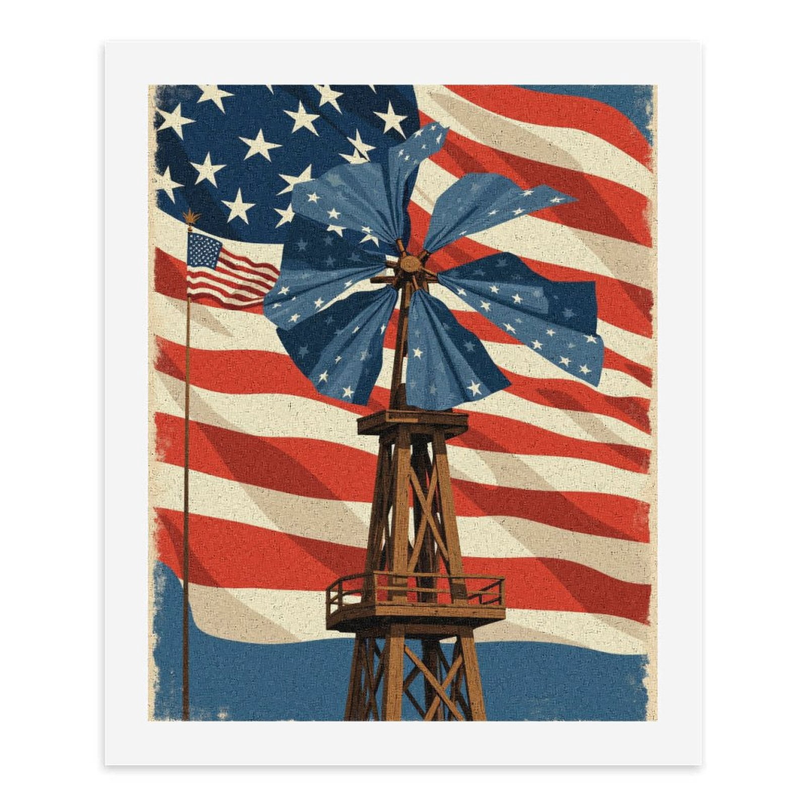 Paint By Numbers Kit for Adults Beginner - DIY Flag Windmill Art Retro Design Canvas Painting Kits for Adults, Frameless Paint By Number for Adults for Home Wall Decor 16x20 Inch