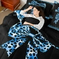 thumbnail image 4 of Homewish Cute Blue Bowtie Bedding Comforter Set 7pcs for Children Teens,Kawaii Ribbon Bow Knot Queen Bedding Sets Super Cozy,Abstract Cheetah Print Queen Sheet Sets,Microfiber Bedroom Decor, 4 of 8