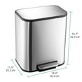 thumbnail image 3 of Huisuilinss Kitchen Trash Can with Lid,Stainless Steel Garbage Can with Foot Pedal & Removable Inner Bucket, Step On Waste Bin 3.2/5.3/7.9/13.2 Gallon Smudge Resistant Rectangular Trash Can, 3 of 8