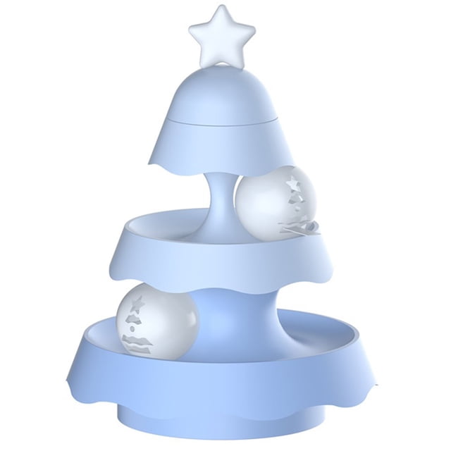 Mini Christmas Tree Three-Layer Track Cat Toy, Cat Mint Ball Interactive Toy for Kittens