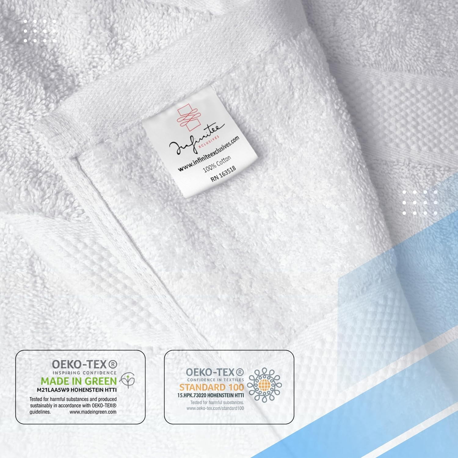 Infinitee Xclusives Premium White Bath Towel Set - [Pack of 8] - 2 Bath, 2 Hand & 4 Washcloths