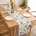 thumbnail image 3 of Blue Floral Table Runner - 48 Inch Long, Kitchen Dining Table Runner Dresser Scarves, Yellow Flower Butterflies Country Plant Farmhouse Decor for Coffee Tables Wedding Party Banquet, 3 of 8