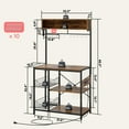 thumbnail image 5 of Bestier 65" Bakers Rack with Power Outlets, 5-Tier Kitchen Storage Shelves, Microwave Stand with 2 Wire Basket & 10 Hooks in Rustic, 5 of 8