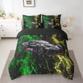 thumbnail image 2 of Erosebridal Green Yellow Somky Lightning Bedding Twin Size,Black Sports Car Bed Set,Extreme Sports Bed Set For Teenagers,Super Cozy Room Decoration Reversible,7pcs, 2 of 6