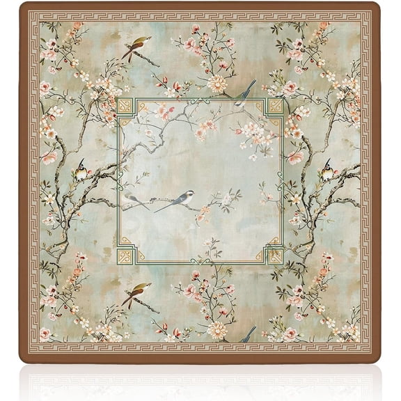 Chinoiserie Mahjong Mat 31.5 x 31.5in, Non-Slip Noise-Reducing for Poker, Cards & Board Games