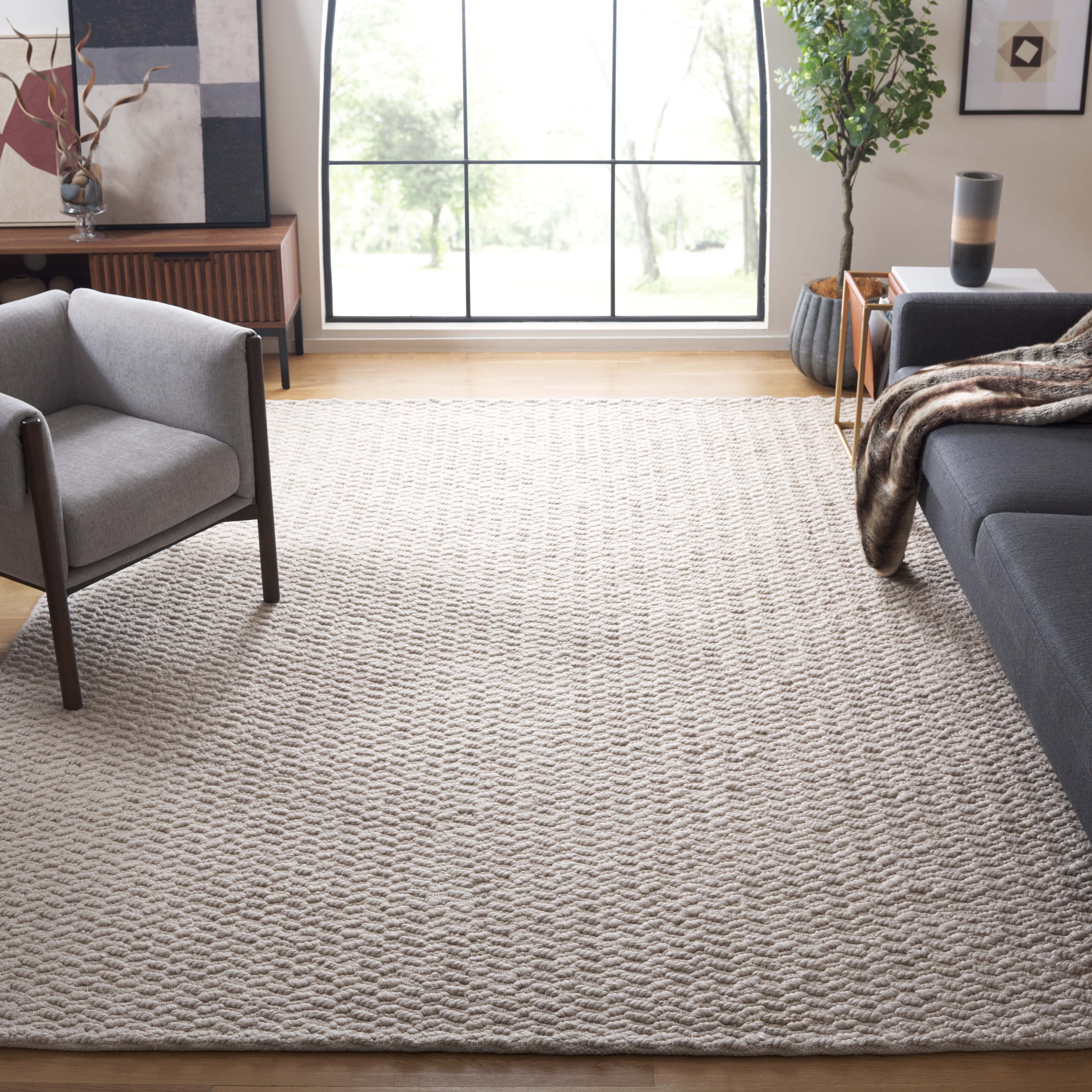 SAFAVIEH Natura Thaddeus Solid Area Rug, Beige, 6' x 6' Square