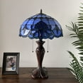 thumbnail image 4 of Tiffany Table Lamp Blue Stained Glass Baroque Style Lavender LED Bulbs Included for Living Room Bedroom Bedside 16'W*16"D*24"H, 4 of 7