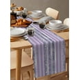 thumbnail image 3 of Purple Striped Burlap Cotton Table Runner 13x48 Inches Long, Monochrome Silverygeometric Lines Dots Farmhouse Table Runners, Outdoor Dining Tablecloths Decor for Baby Shower/Party/Wedding, 3 of 6
