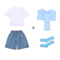 thumbnail image 3 of Daiosportswear Boys 4 Piece Summer Outfit Set, Crew Neck Tee Detachable Shawl Pocket Denim Shorts Knee High Socks for 3-16Y Sky Blue 13-14 Years, 3 of 9
