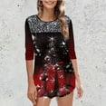 thumbnail image 2 of Pompotops T-Shirt Décontracté à Manches Longues pour Femmes, Col Rond, Imprimé de Noël, Blouse Pull, 2 of 6