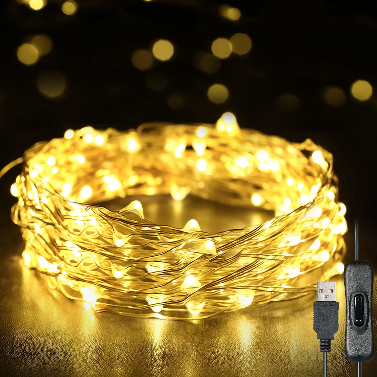 Fairy Lights 12m 120 LEDs String Lights USB IP65 Waterproof Warm White